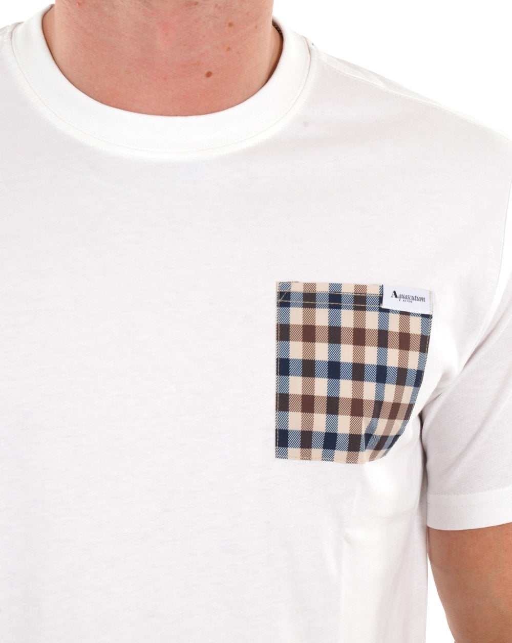 Aquascutum Club Check Pocket T-Shirt Weiß
