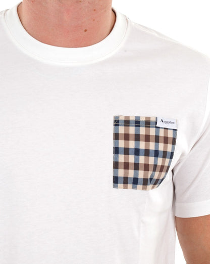Aquascutum Club Check Pocket T-Shirt Weiß