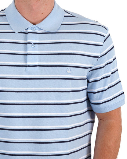 Benetton Gestreiftes Poloshirt Himmelblau/Marineblau