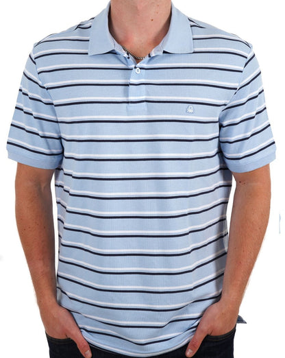 Benetton Gestreiftes Poloshirt Himmelblau/Marineblau