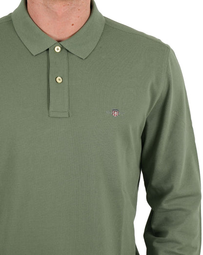 Gant Shield LS Pique Polo Salbeigrün