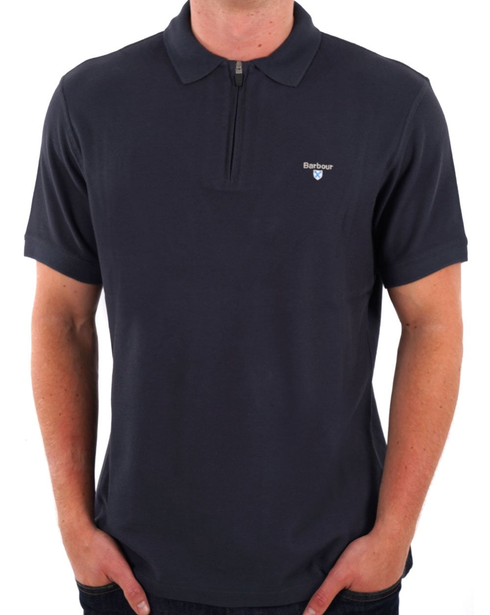 Barbour Zip Polo Shirt Navy
