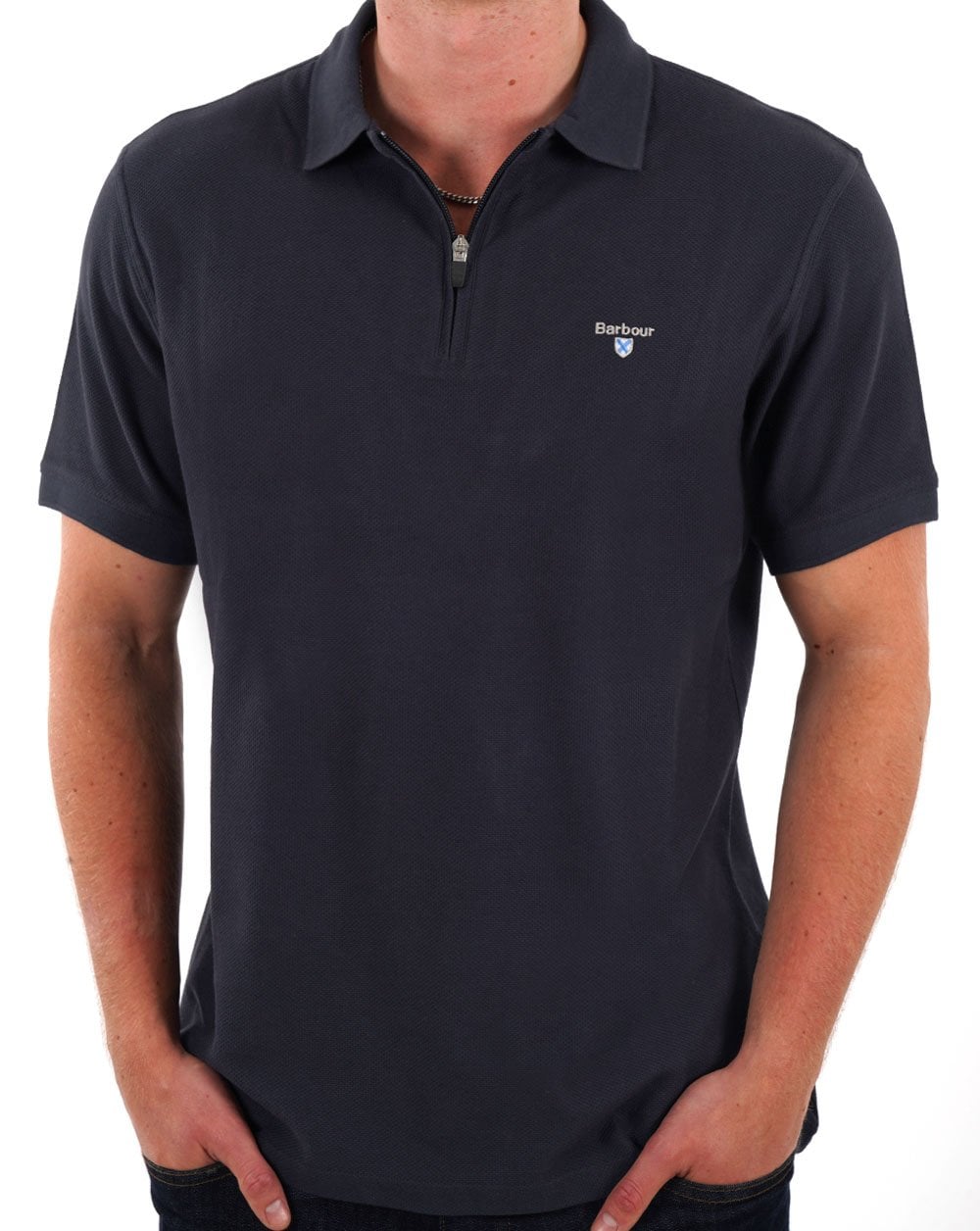 Barbour Poloshirt mit Reißverschluss, Marineblau