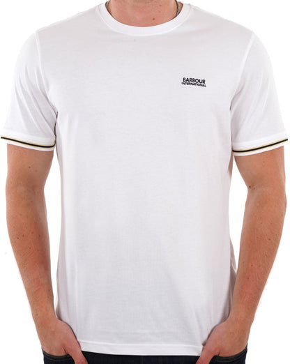 Barbour International – Torque – T-Shirt mit Streifen in Hellweiß