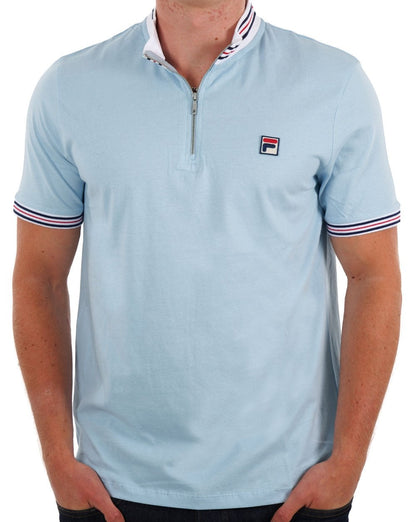 Fila Vintage 1/4 Zip Poloshirt Himmelblau