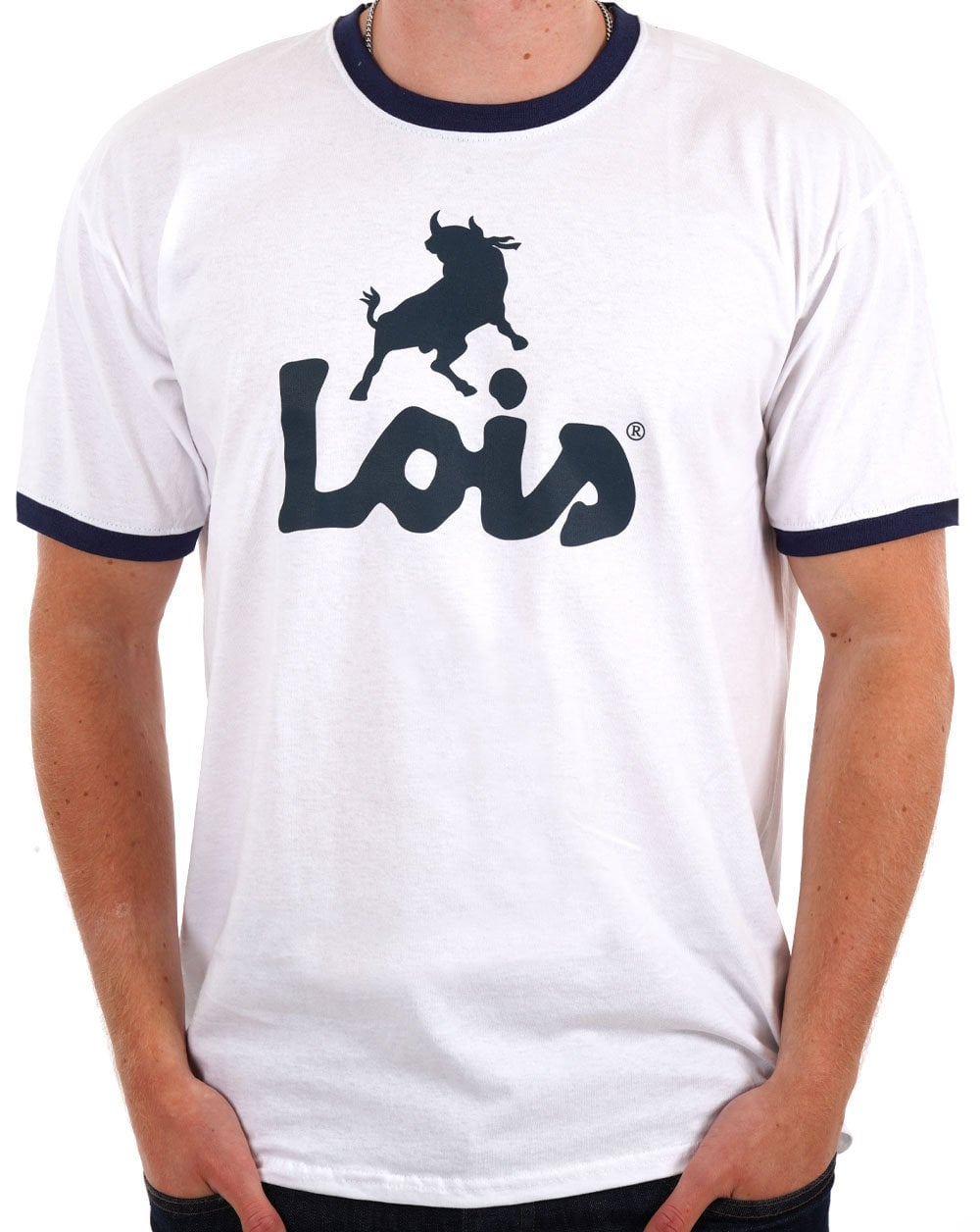 Lois Logo T Shirt White/Navy