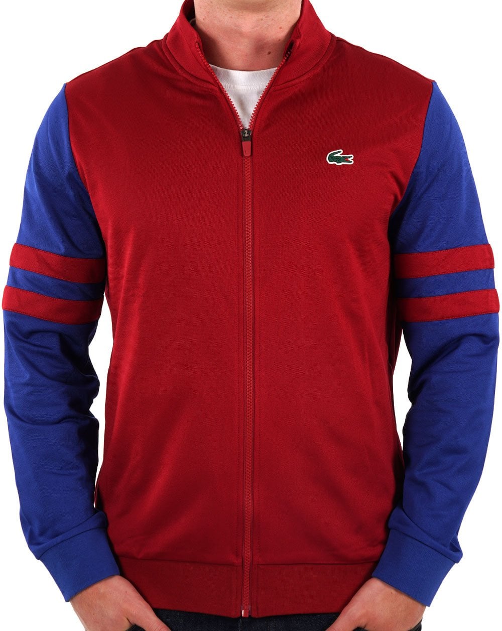Lacoste Sport Striped Tennis Track Top Claret/Blue
