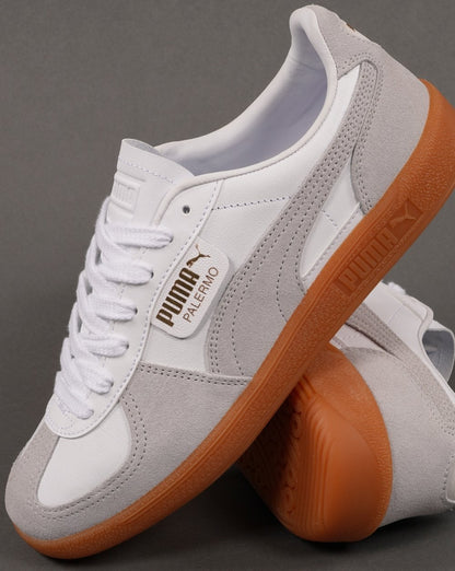 Puma Palermo Ledersneaker Weiß / Hellgrau / Gummi