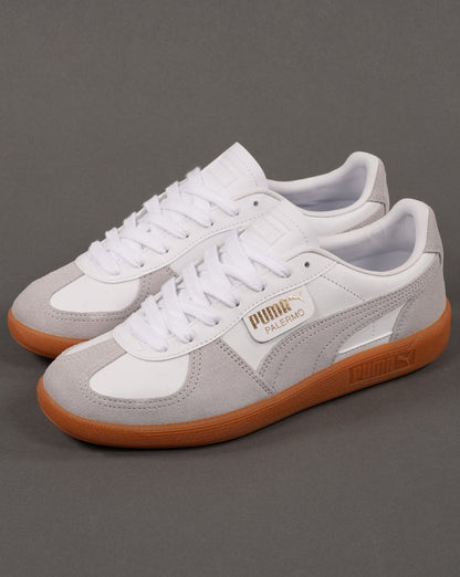 Puma Palermo Ledersneaker Weiß / Hellgrau / Gummi