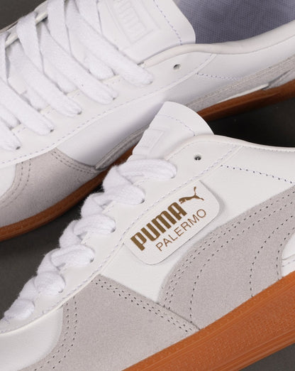 Puma Palermo Ledersneaker Weiß / Hellgrau / Gummi