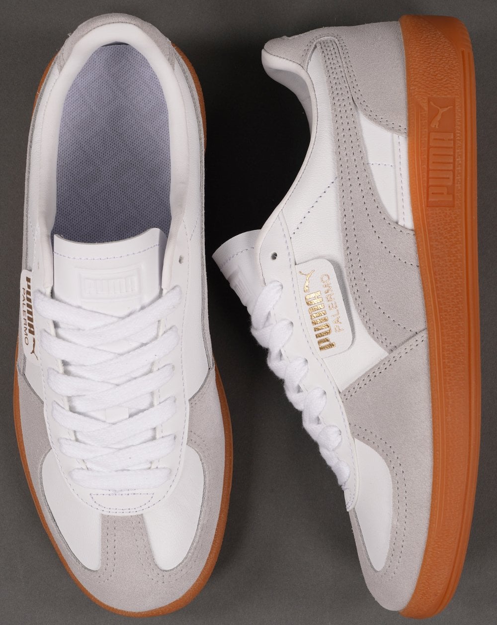 Puma Palermo Ledersneaker Weiß / Hellgrau / Gummi