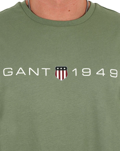 Gant – Bedrucktes T-Shirt mit Grafik in Salbeigrün