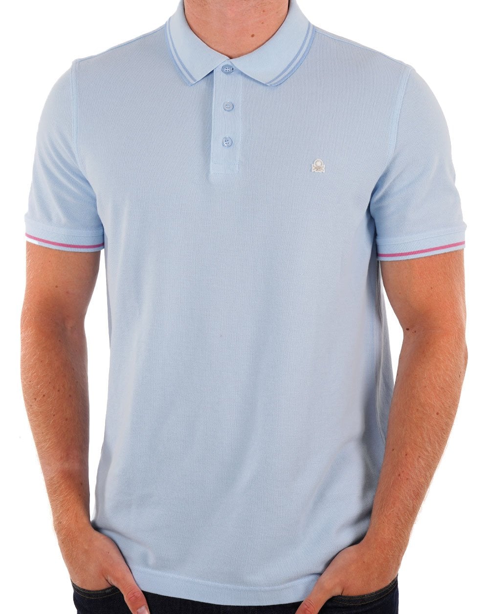 Benetton Poloshirt mit Streifen in Himmelblau