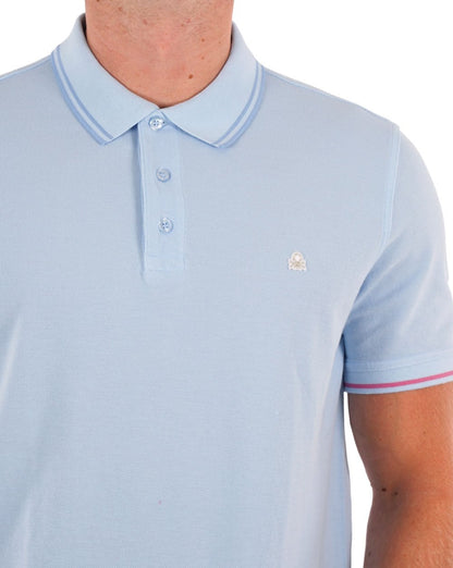 Benetton Poloshirt mit Streifen in Himmelblau