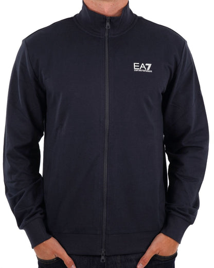 EA7 Emporio Armani – Sweatshirt mit durchgehendem Reißverschluss in Marineblau