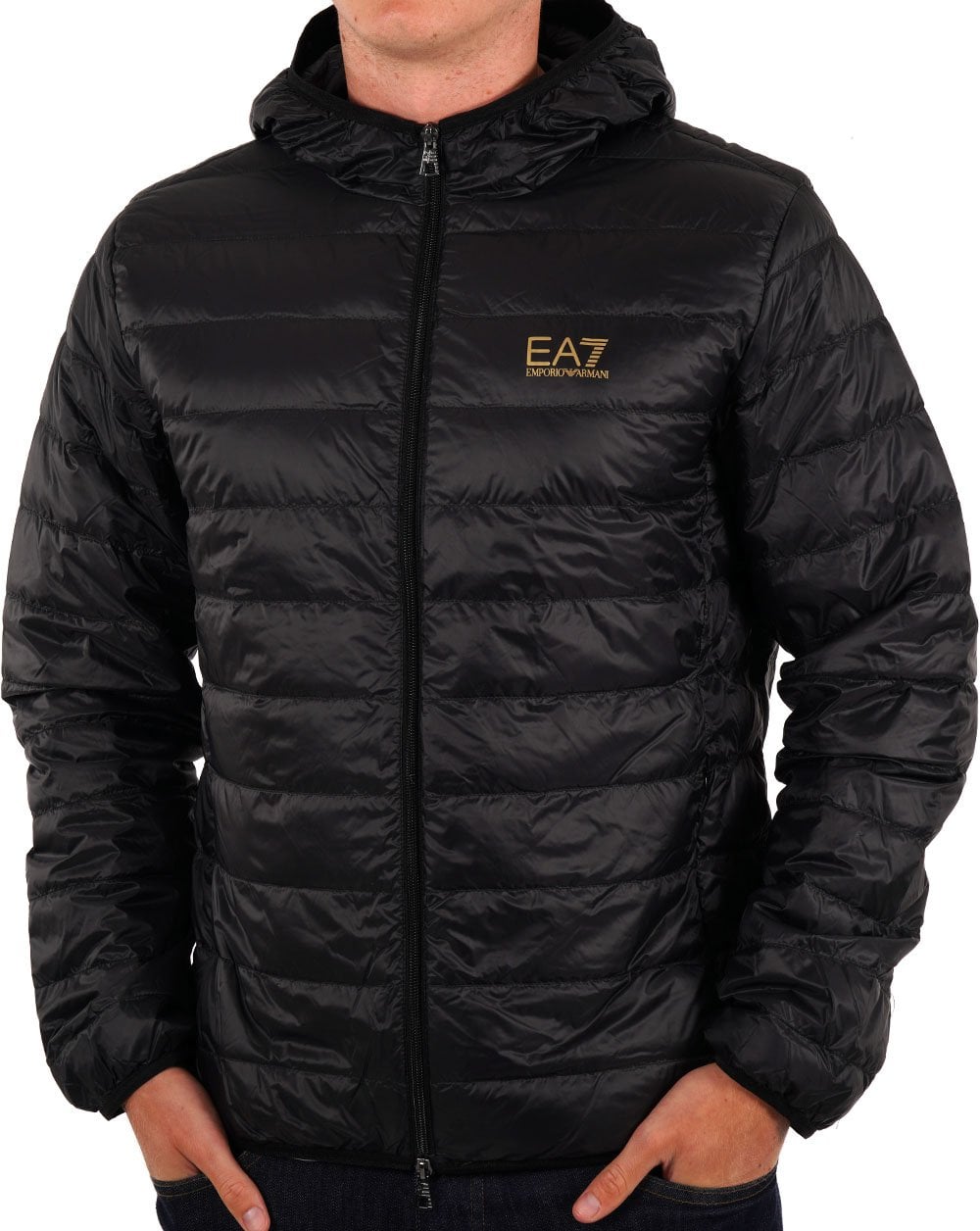 EA7 Daunenjacke mit Kapuze Schwarz/Gold