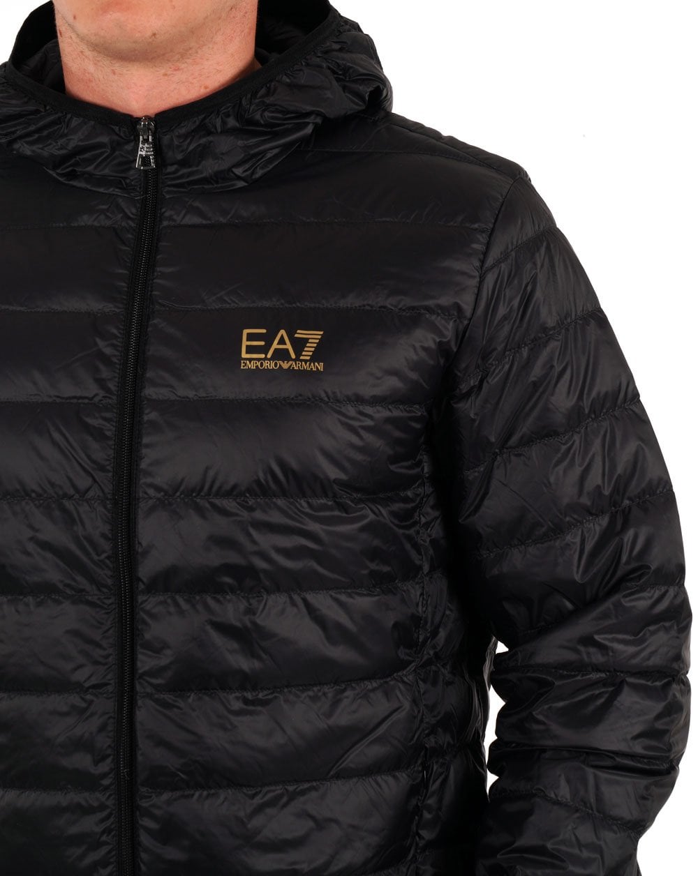 EA7 Daunenjacke mit Kapuze Schwarz/Gold