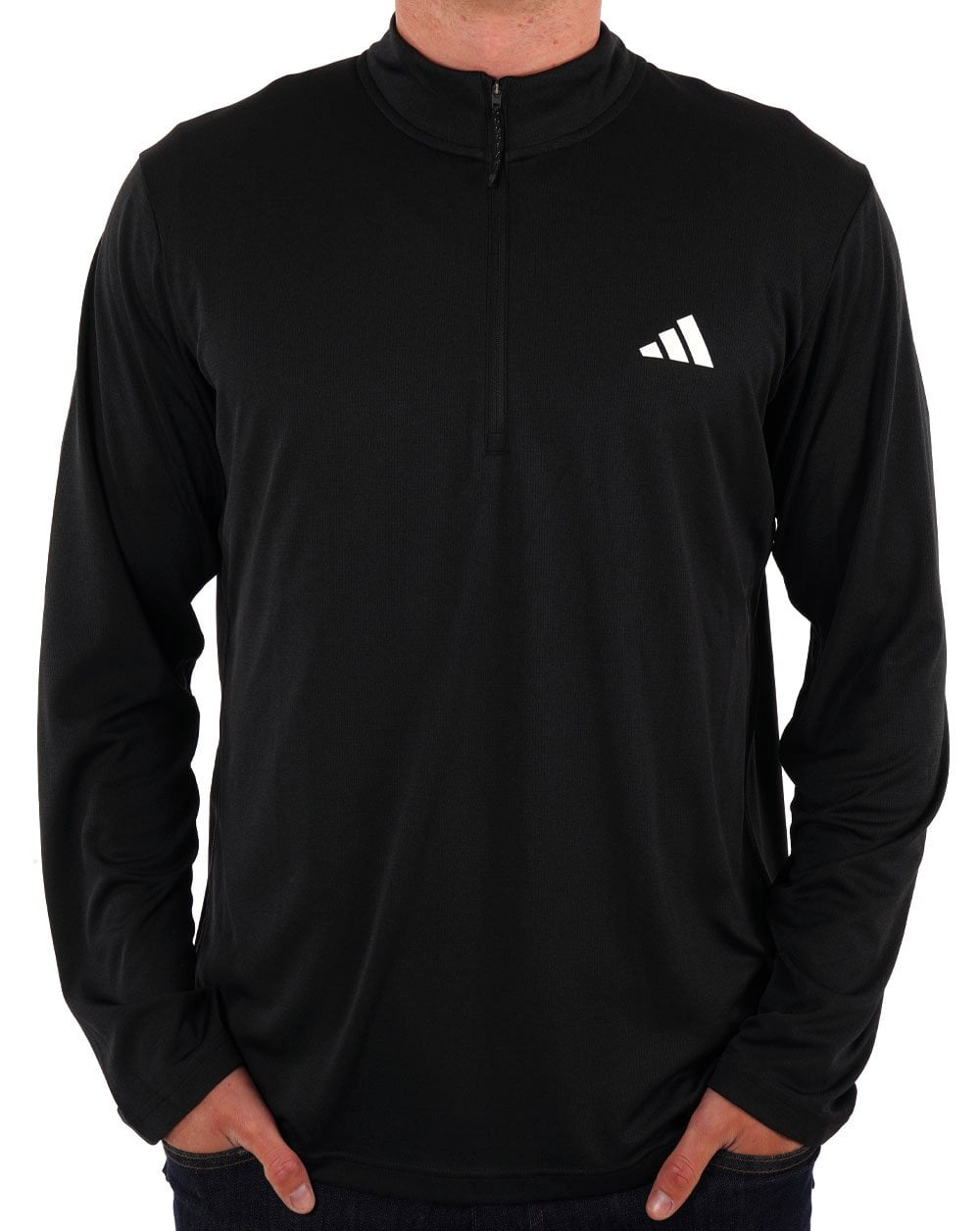 Adidas Training Essentials 1/4-Zip-Sweatshirt Schwarz/Weiß