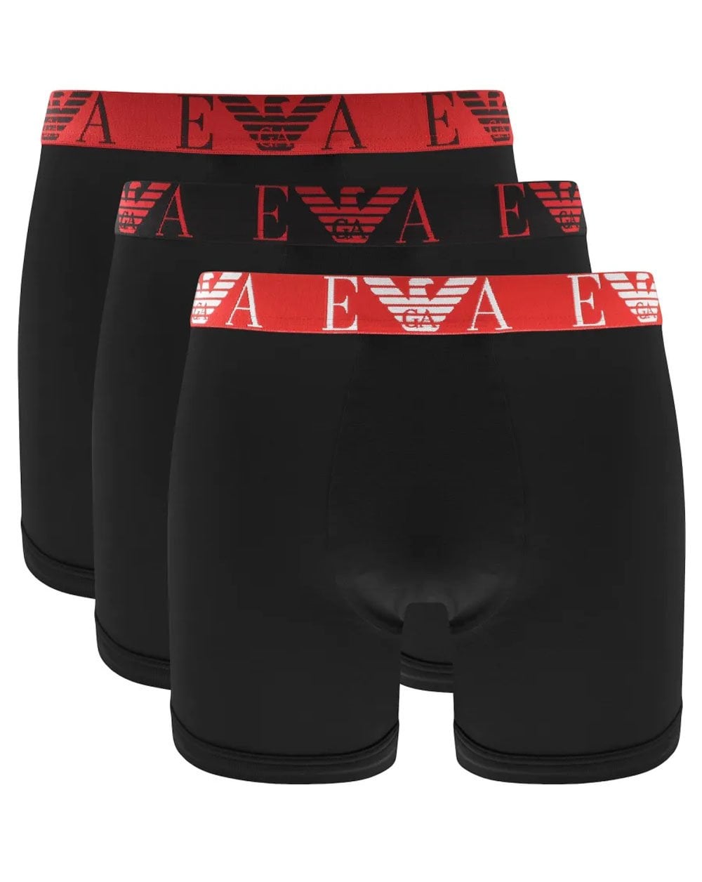 Emporio Armani 3er-Pack Boxershorts Schwarz/Schwarz/Rot