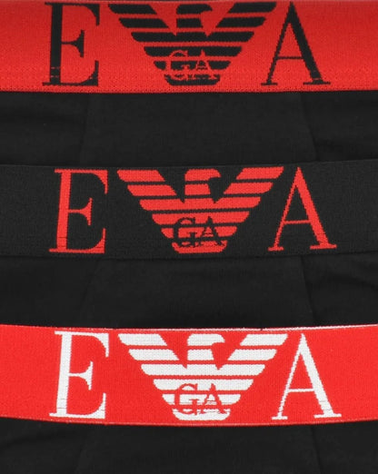 Emporio Armani 3er-Pack Boxershorts Schwarz/Schwarz/Rot
