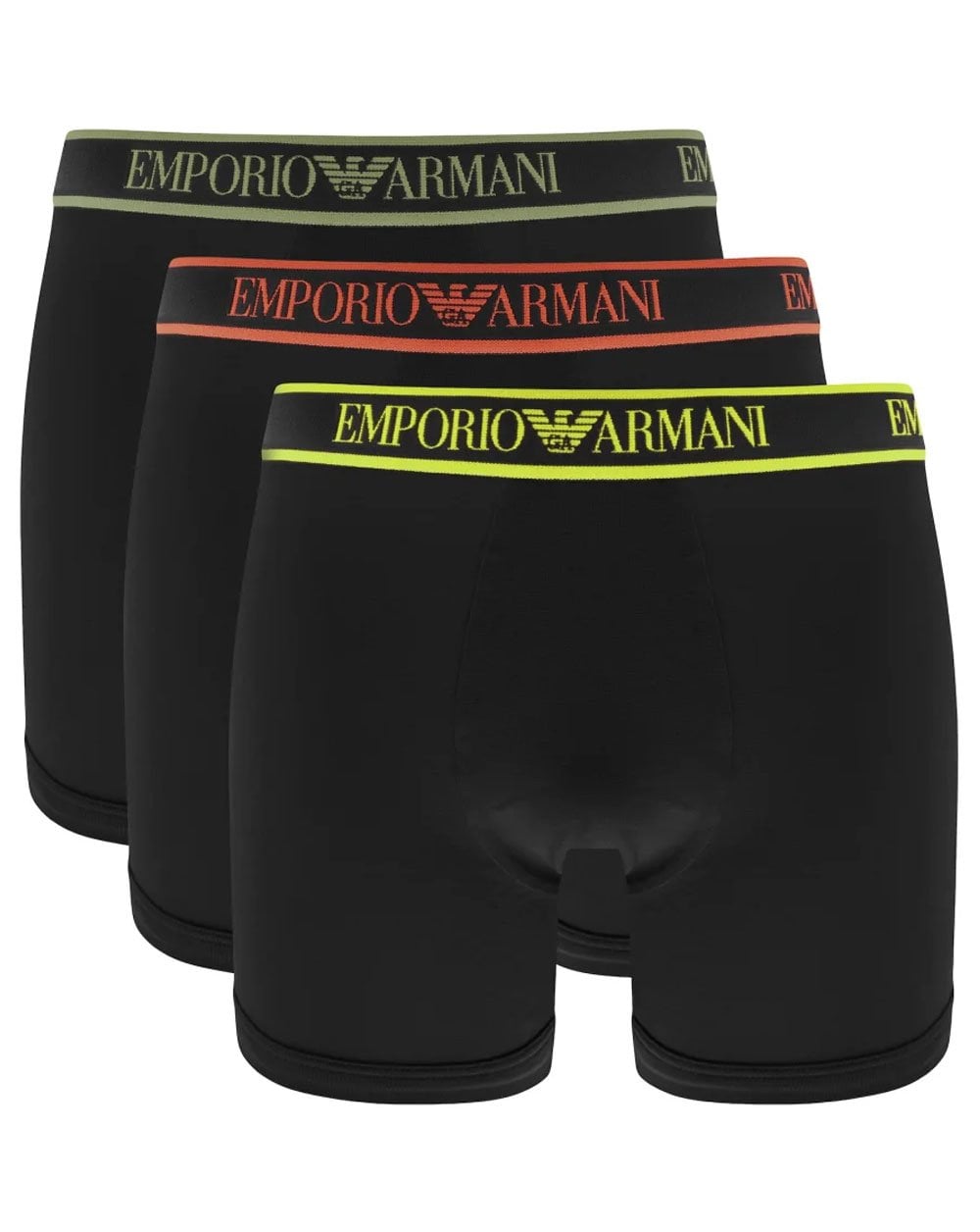 Emporio Armani 3er-Pack Boxershorts Schwarz/Farbiger Bund