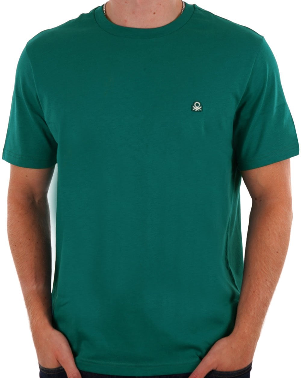Benetton T-Shirt mit kleinem Logo Dunkelgrün