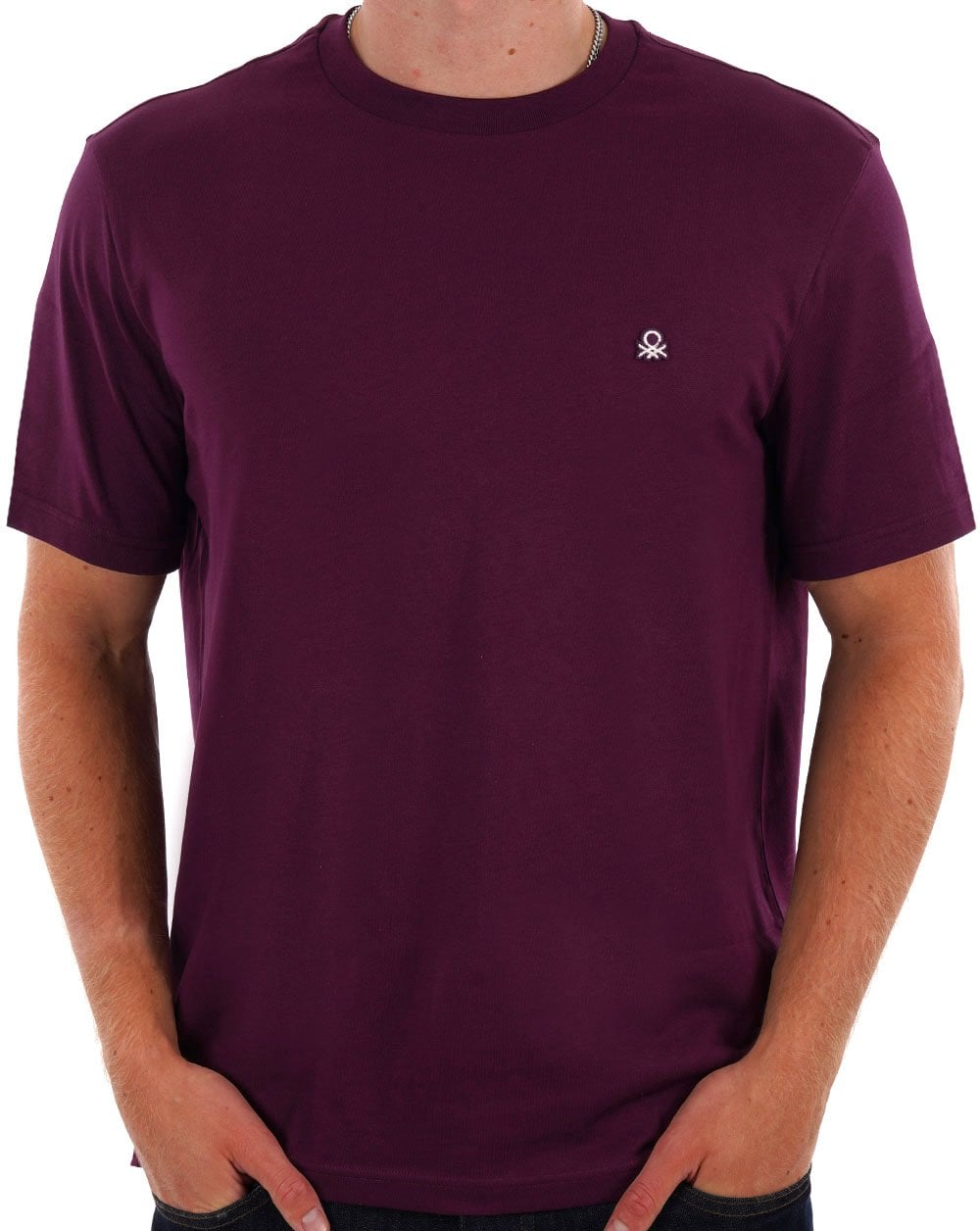 Benetton T-Shirt mit kleinem Logo in Pflaume