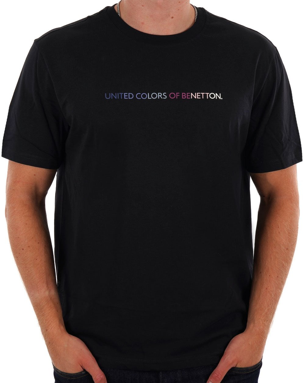 Benetton Pastell Logo T-Shirt Schwarz