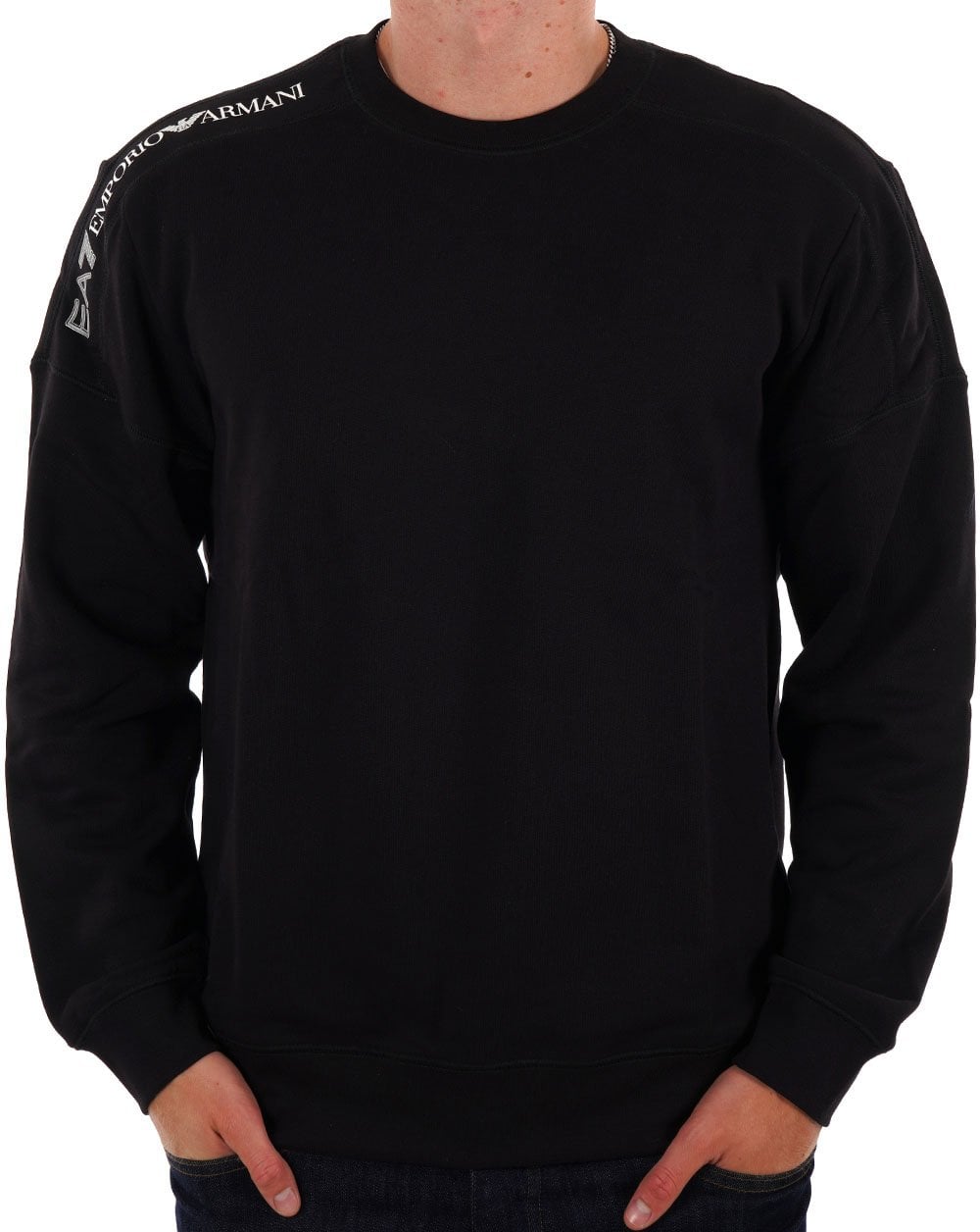EA7 Emporio Armani Baumwoll-Sweatshirt Schwarz/Weiß