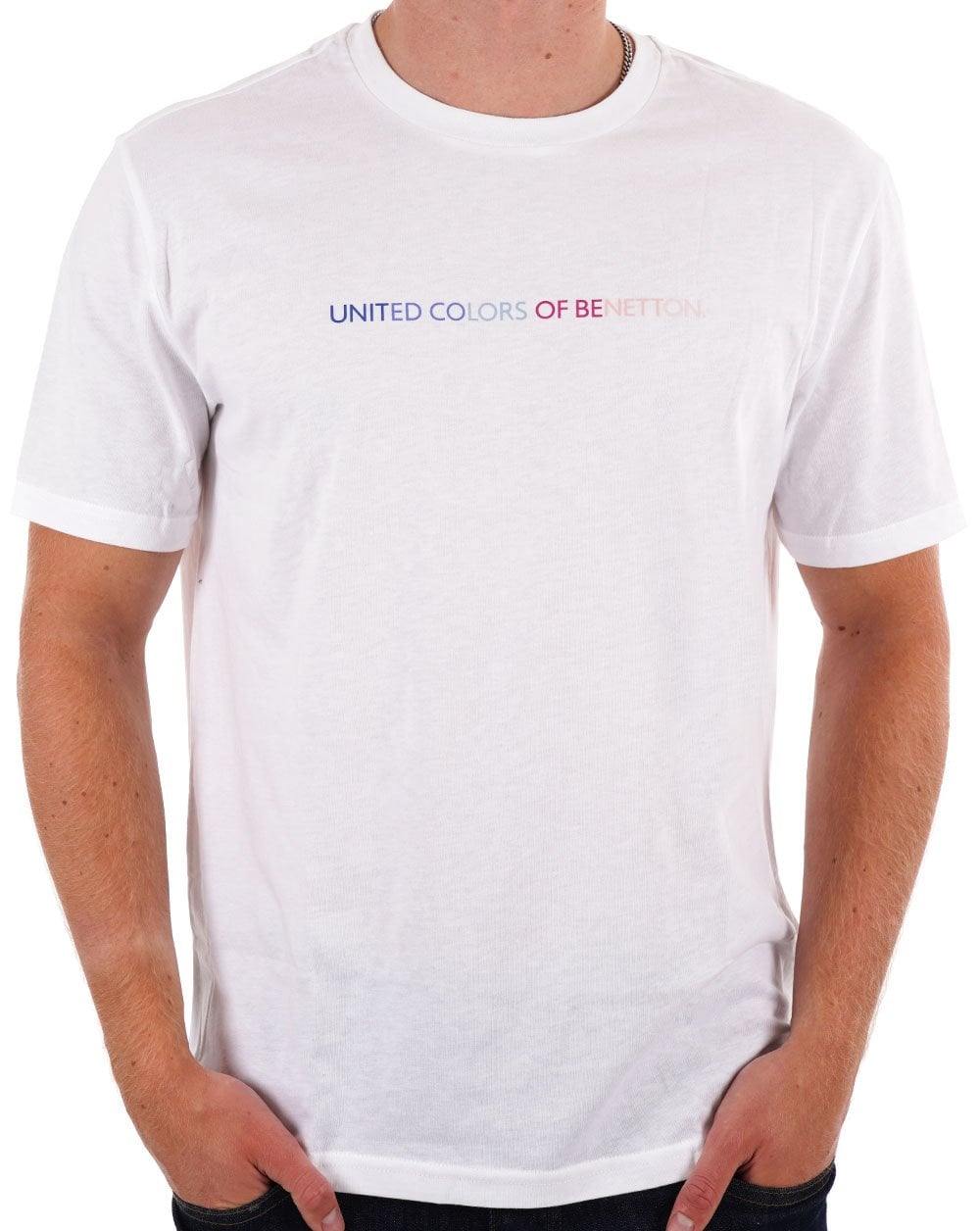 Benetton Pastell Logo T-Shirt Weiß