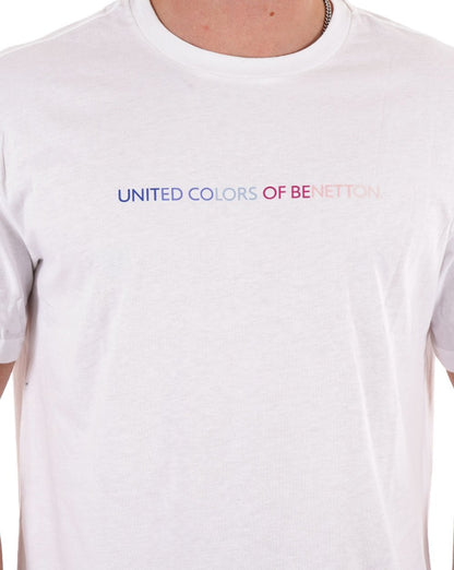 Benetton Pastell Logo T-Shirt Weiß
