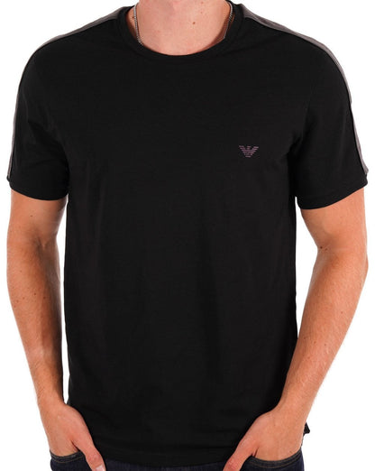 Emporio Armani – Loungewear-T-Shirt mit Taping in Schwarz