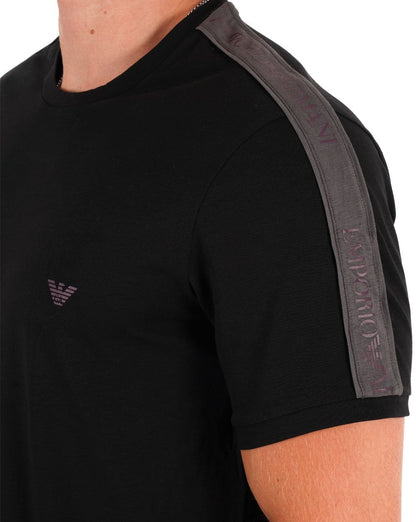 Emporio Armani – Loungewear-T-Shirt mit Taping in Schwarz