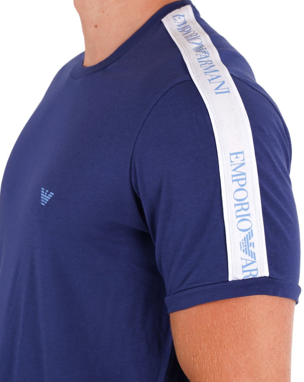 Emporio Armani – Loungewear-T-Shirt mit Taping, Tintenblau