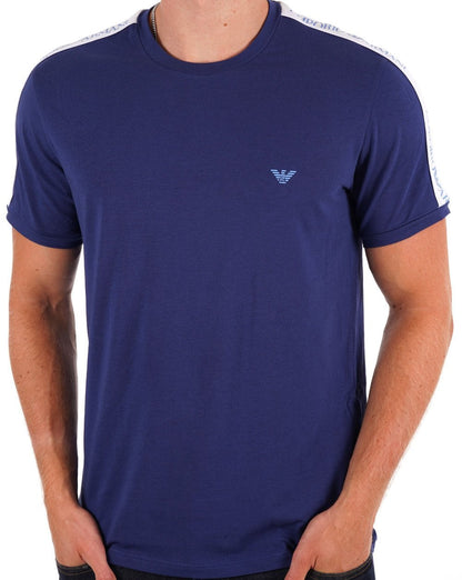 Emporio Armani – Loungewear-T-Shirt mit Taping, Tintenblau