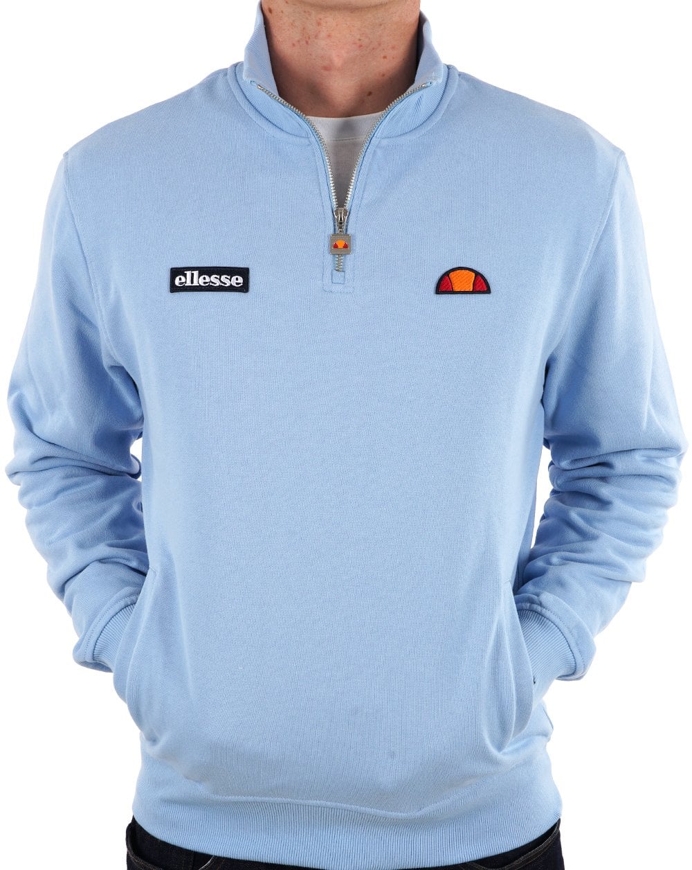 Ellesse – Sweatshirt mit 1/4-Reißverschluss, Hellblau