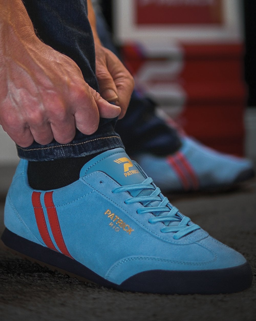 Patrick Rio Sneakers Mineralblau/Rot