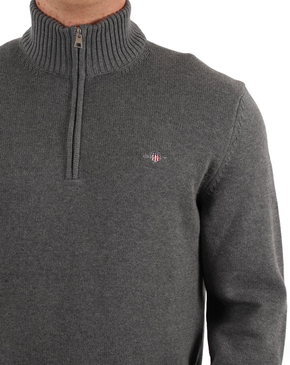 Gant Cotton Half Zip Dunkelgrau Melange
