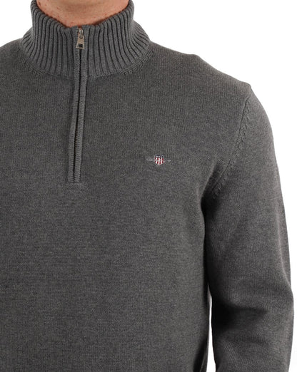 Gant Cotton Half Zip Dunkelgrau Melange