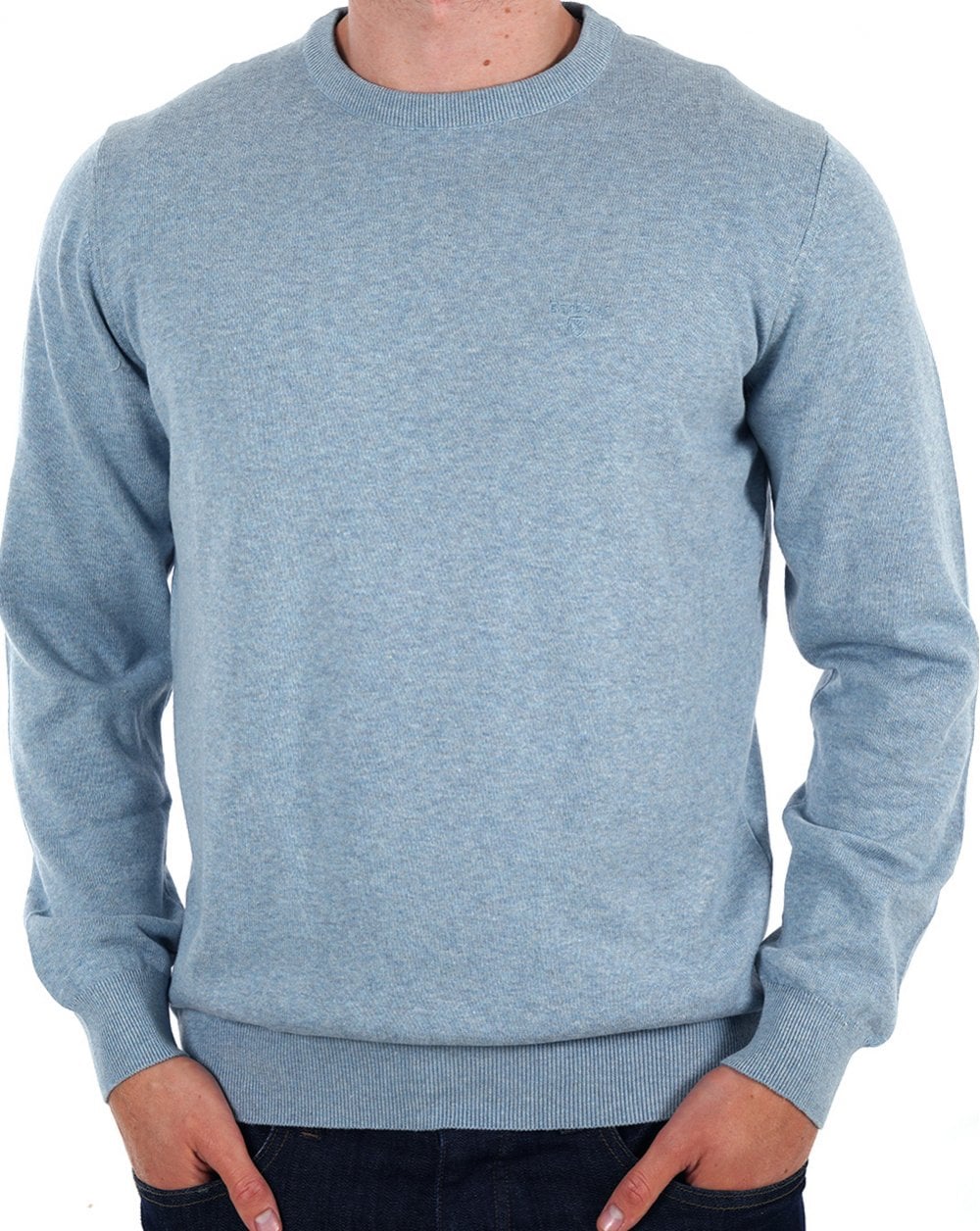 Barbour – Rundhalspullover aus Pima-Baumwolle in Mineralblau