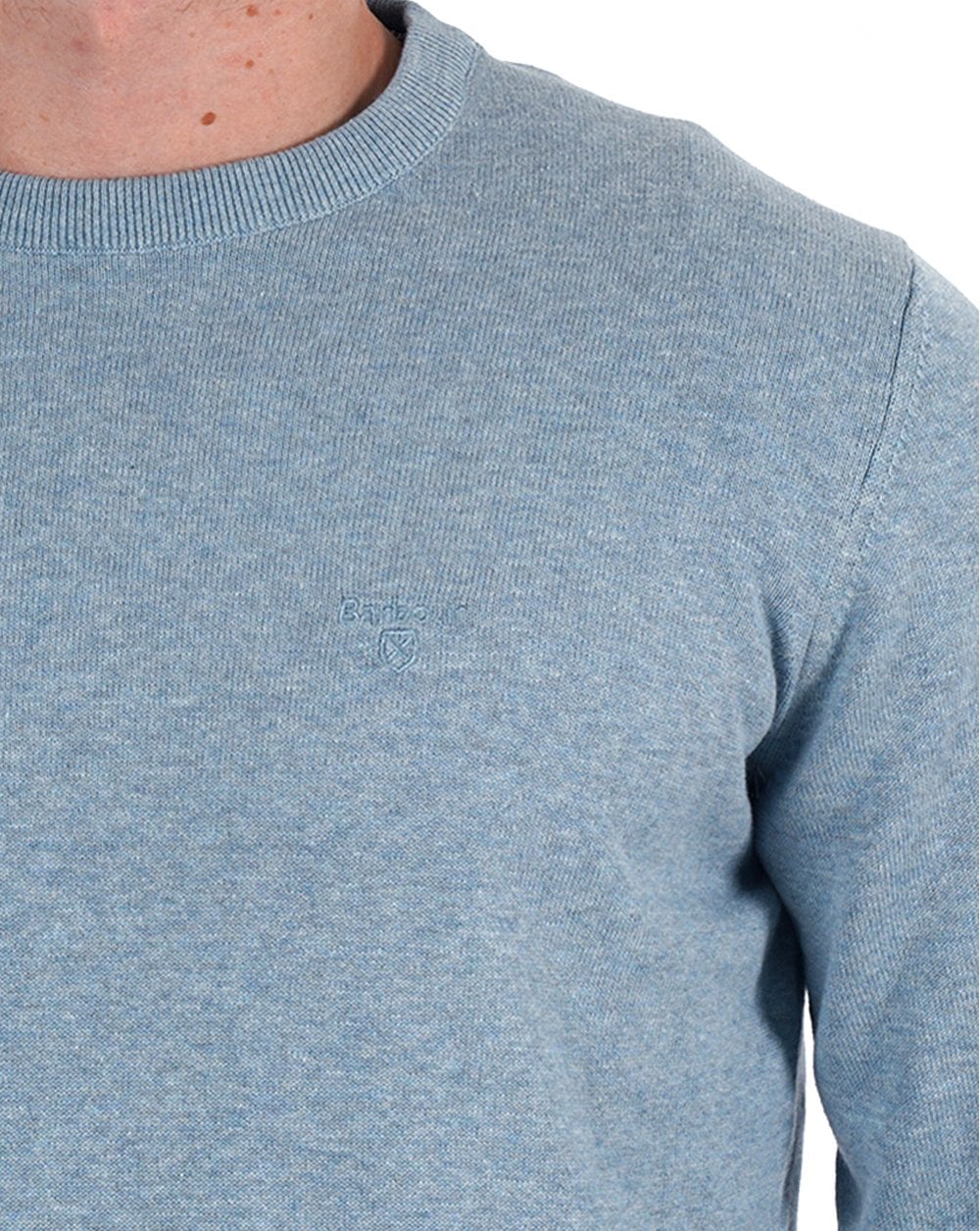Barbour – Rundhalspullover aus Pima-Baumwolle in Mineralblau