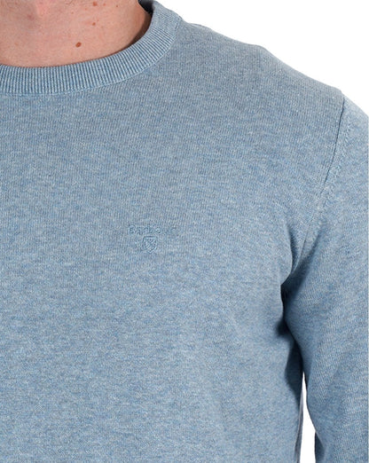 Barbour – Rundhalspullover aus Pima-Baumwolle in Mineralblau