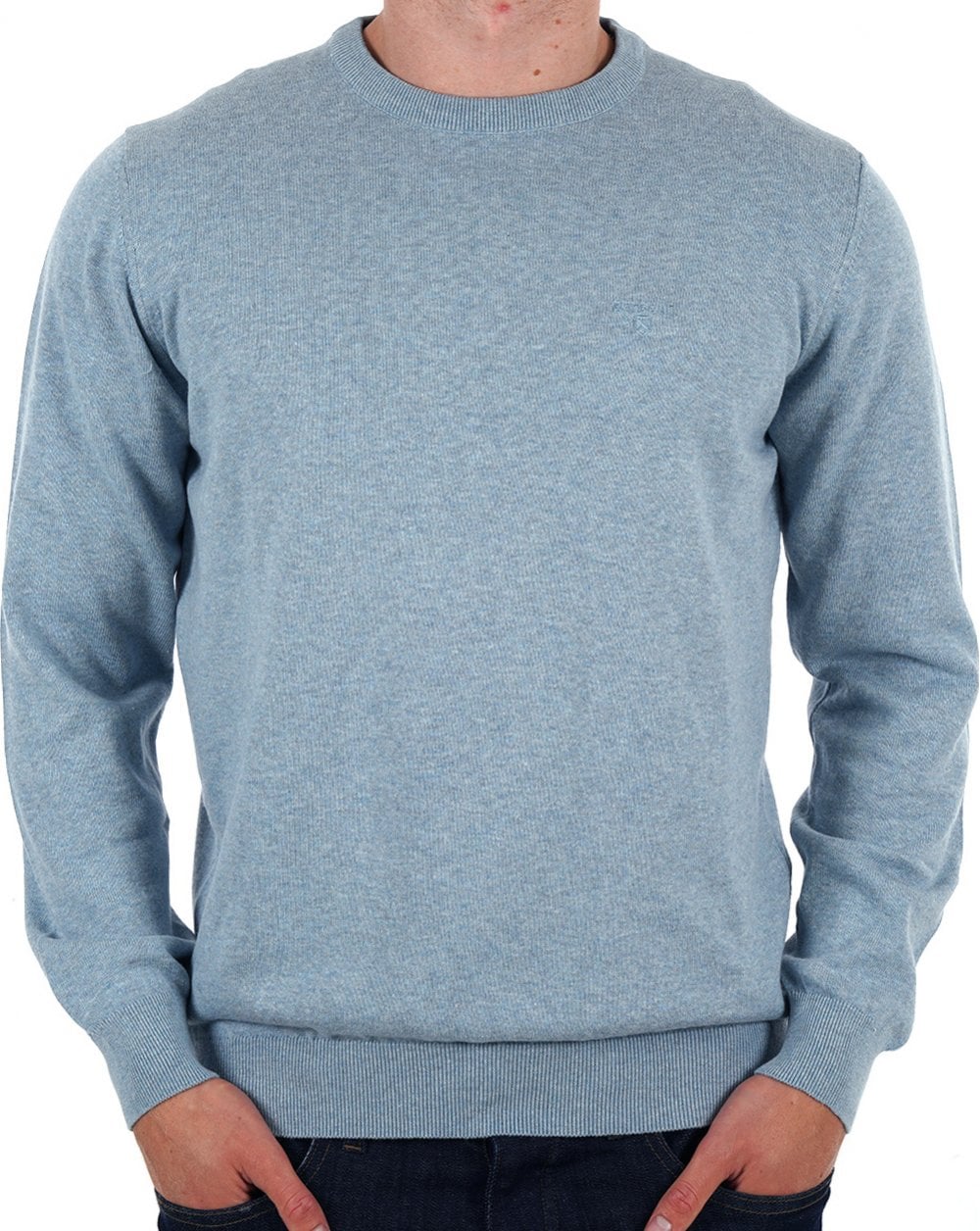 Barbour – Rundhalspullover aus Pima-Baumwolle in Mineralblau