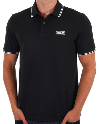 Barbour International – Poloshirt „Evan“ mit Tipped-Muster in Schwarz