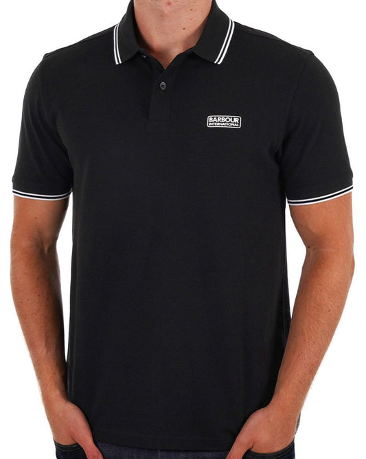 Barbour International – Poloshirt „Evan“ mit Tipped-Muster in Schwarz