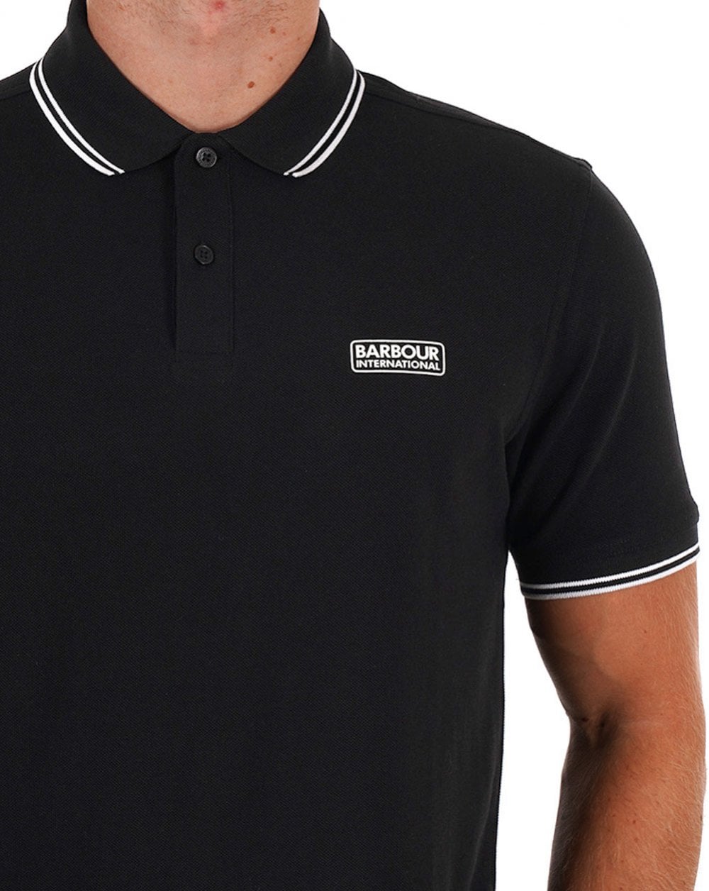 Barbour International – Poloshirt „Evan“ mit Tipped-Muster in Schwarz