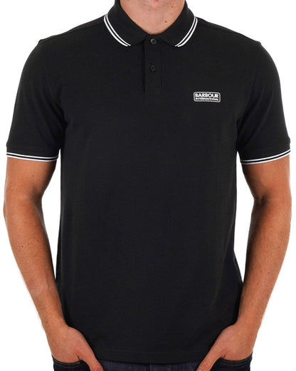Barbour International – Poloshirt „Evan“ mit Tipped-Muster in Schwarz