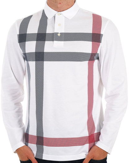 Barbour – Blaine – Maßgeschneidertes Langarm-Poloshirt in Weiß