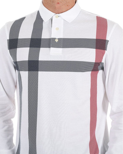 Barbour – Blaine – Maßgeschneidertes Langarm-Poloshirt in Weiß