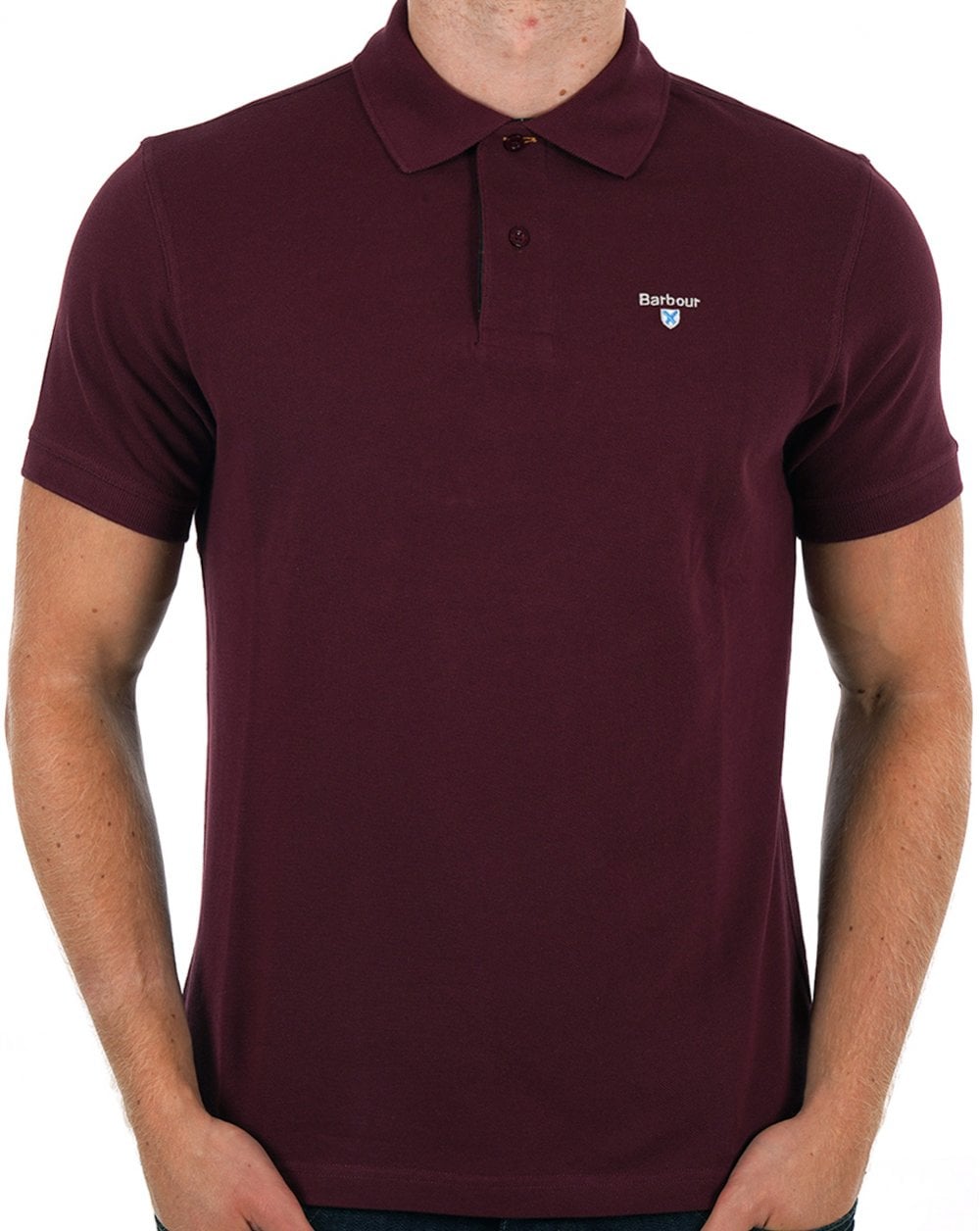 Barbour Tartan-Piqué-Poloshirt in dunklem Rubinrot
